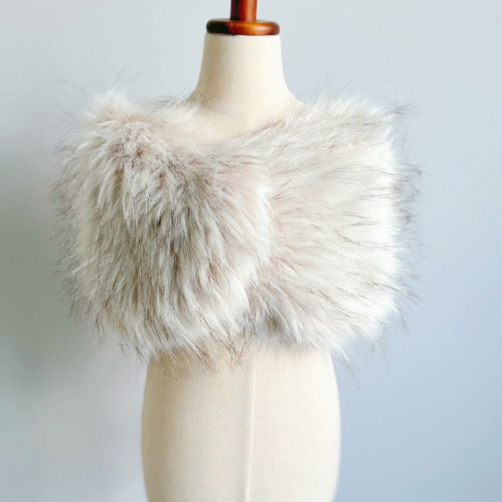 Faux Fur Shrug In Cream and Brown (Kids)